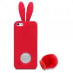 Wholesale iPhone 5 5S 3D Bunny Case with Stand Up Tail (Red)